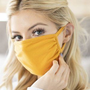 Mustard solid print face mask